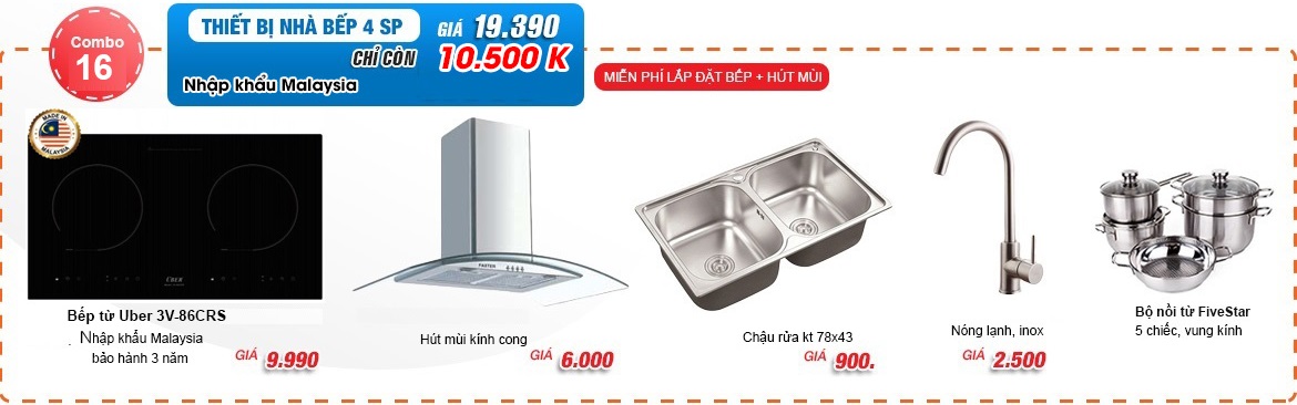 Combo bếp từ máy hút mùi giá rẻ cực sốc trong mùa hè nắng nóng